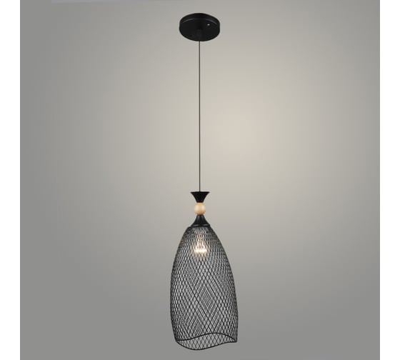 Изображение товара Подвес РОСТОК N5364/1HQ BK+WOOD черный, 1x40W, E27, d180 h800, QH23 988034137