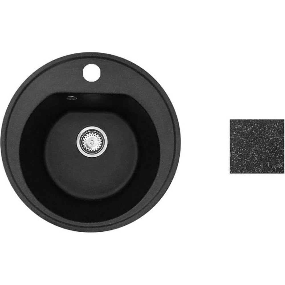 Изображение товара Мойка кухонная из искусственного камня AV Engineering RICHI черный 510x510 мм, AV510510RBKA