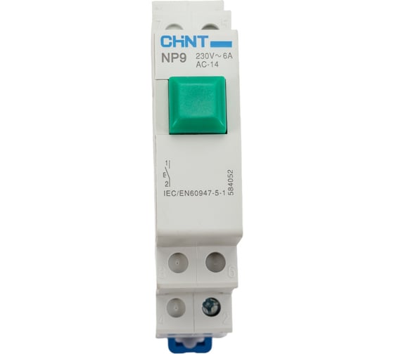 Изображение товара Модульная кнопка CHINT NP9-10/1 без подсветки, 1НО, зеленая 584052