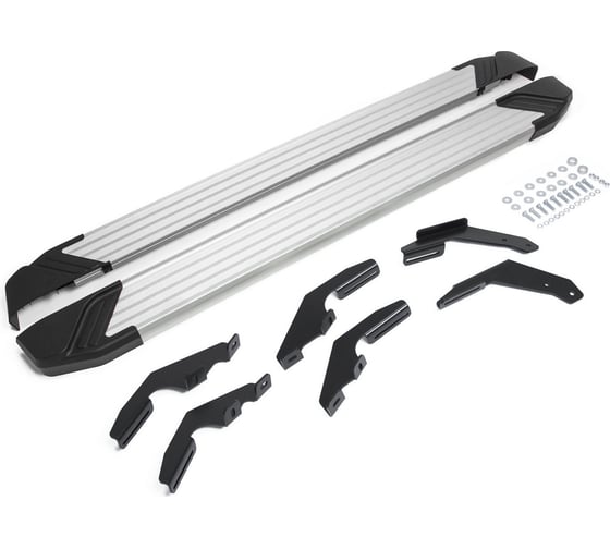 Изображение товара Пороги на автомобиль Rival Silver для Toyota Hilux VIII 2015-2020-2020-н.в., 193 см, 2 шт., алюминий F193AL.5708.1