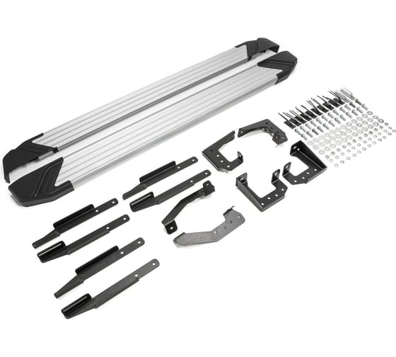 Изображение товара Пороги на автомобиль Rival Silver для Volkswagen Touareg II рестайлинг (R-Line) 2014-2018 г.в., 193 см, 2 шт., алюминий F193AL.5801.4