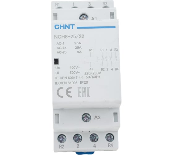 Изображение товара Модульный контактор CHINT NCH8-25/22 25A 2НЗ+2НО AC 230В 50Гц 256091