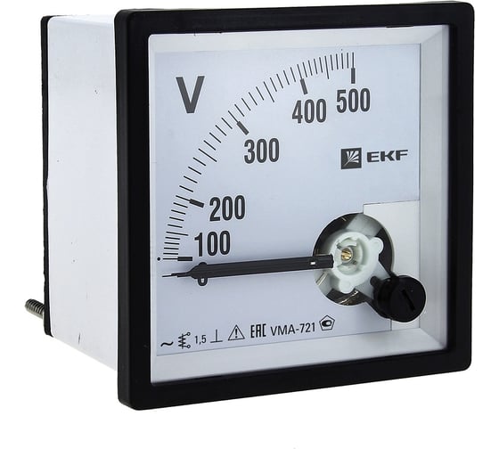 Изображение товара Аналоговый вольтметр EKF VMA-721, на панель 72х72, квадратный, 500 В, прямое подключение, PROxima vma-721-500