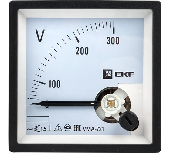 Изображение товара Аналоговый вольтметр EKF VMA-721, на панель 72х72, квадратный, 300 В, прямое подключение, PROxima vma-721-300