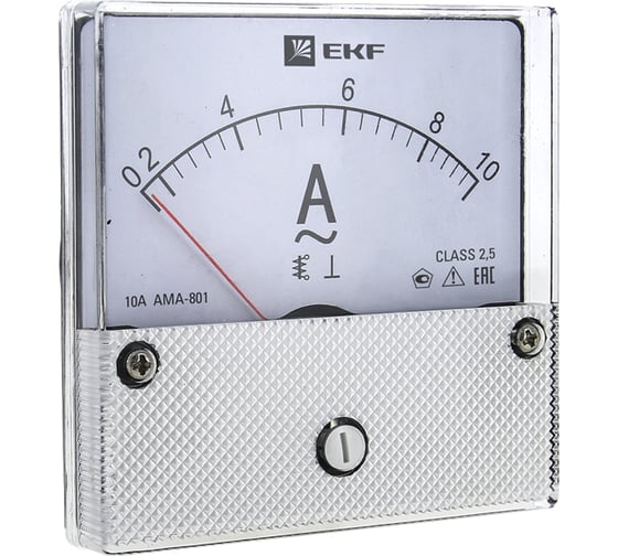 Изображение товара Аналоговый амперметр EKF AMA-801, на панель 80х80, круглый вырез, 1500 А, трансформатор. подключение ama-801-1500