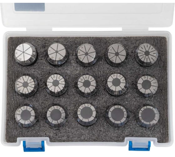 Изображение товара Набор цанг в пластиковом кейсе ER25 (15 шт; 2-16 мм) JSD cb20006