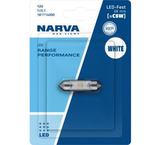 Изображение товара Автолампа Narva C5W SV8.5/8 38mm LED RPE блистер 12V 181714000
