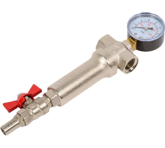 Изображение товара Промывной фильтр механической очистки воды с манометром ALTSTREAM В-В 1" 100 мкм 014110203