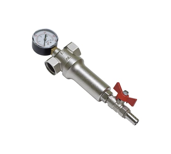 Изображение товара Промывной фильтр механической очистки воды с манометром ALTSTREAM В-В 1" 100 мкм 014110203