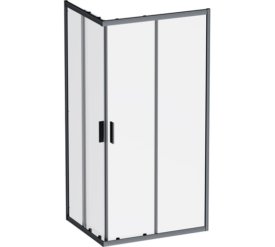 Изображение товара Душевое ограждение AM.PM Gem прямоугольное, раздвижные двери, 100x80, черный матовый, стекло прозрачное W90G-403-100280-BT