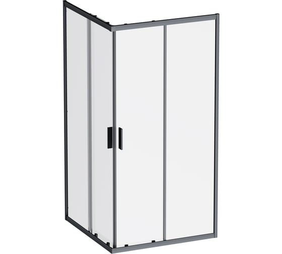 Изображение товара Душевое ограждение AM.PM Gem квадратное, раздвижные двери, 100x100, черный матовый, стекло прозрачное W90G-403-100100-BT