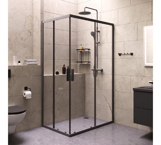 Изображение товара Комплект AM.PM Gem S ограждение 120х80, прямоугольный, черный WK93ER