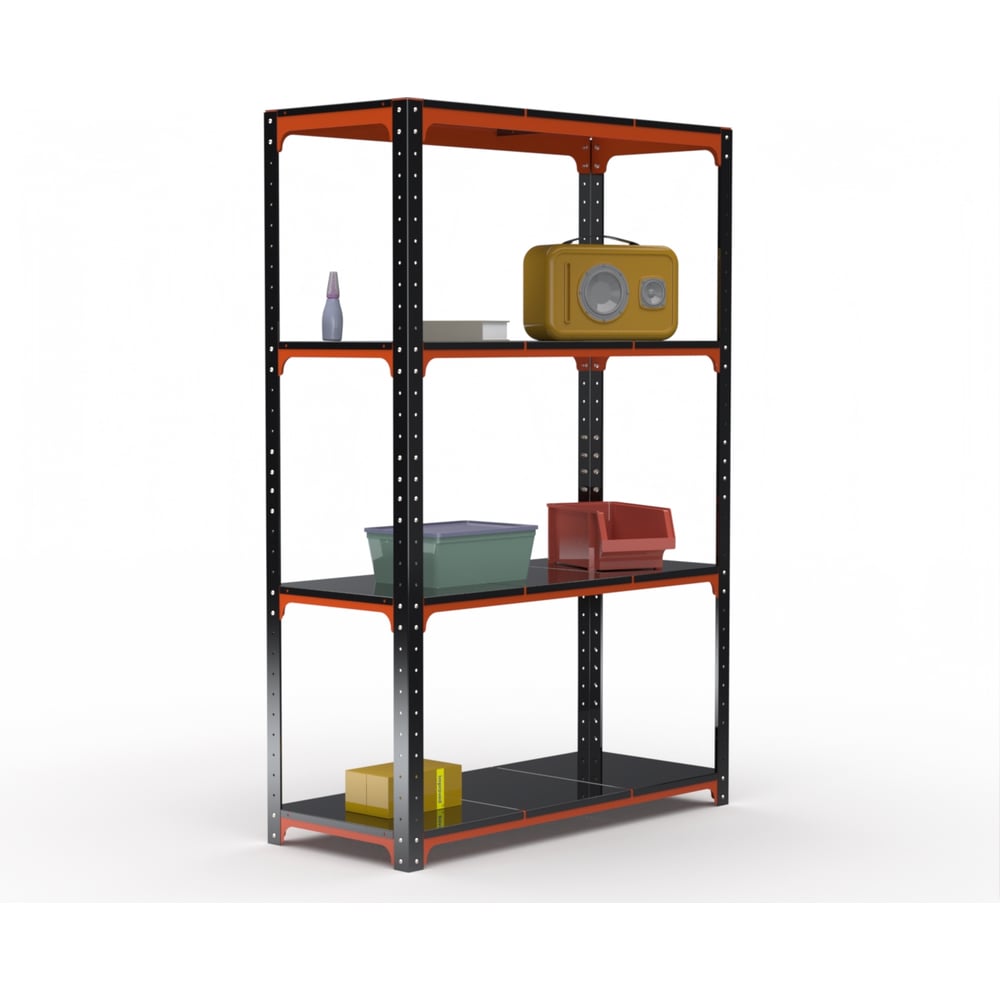 Изображение товара Стеллаж ООО Металекс Kit Comfort 1800х1600х300 мм, 4 полки, оранжево-чёрный