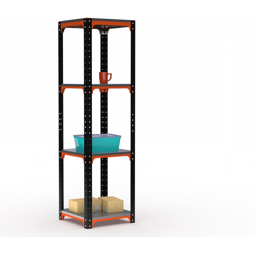 Стеллаж ООО Металекс Kit Comfort 1800х600х600 мм, 4 полки, оранжево-чёрный 202405
