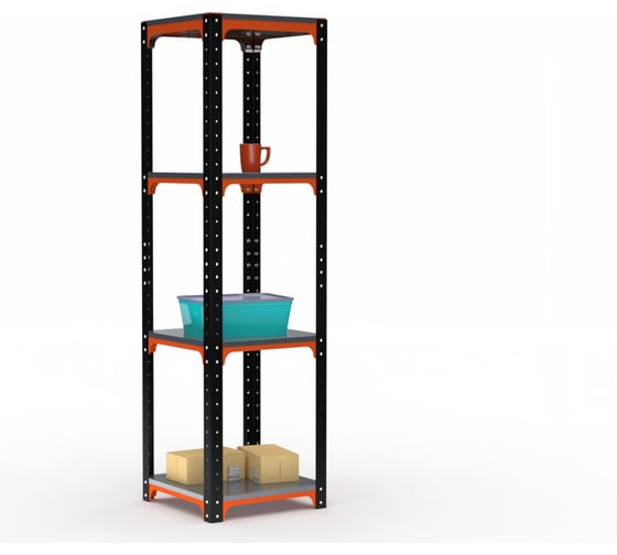 Изображение товара Стеллаж ООО Металекс Kit Comfort 1800х600х600 мм, 4 полки, оранжево-чёрный 202405