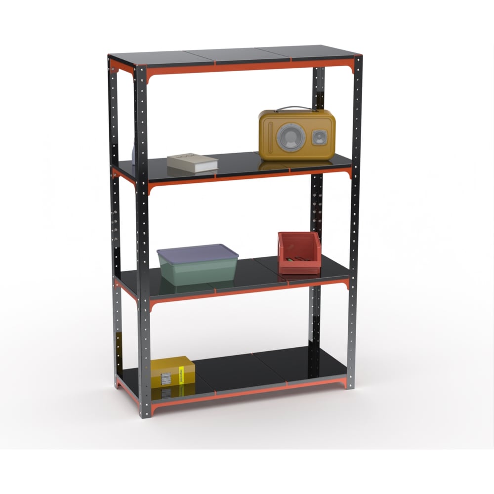 Изображение товара Стеллаж ООО Металекс Kit Comfort 1800х900х400 мм, 4 полки, оранжево-чёрный