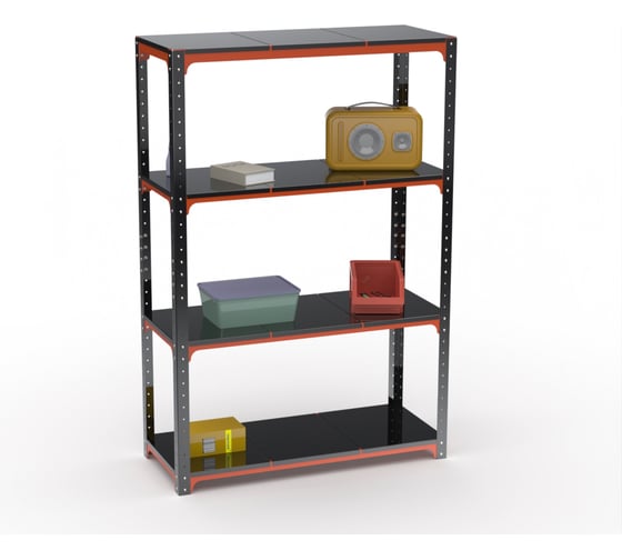 Изображение товара Стеллаж ООО Металекс Kit Comfort 1800х900х400 мм, 4 полки, оранжево-чёрный 202455