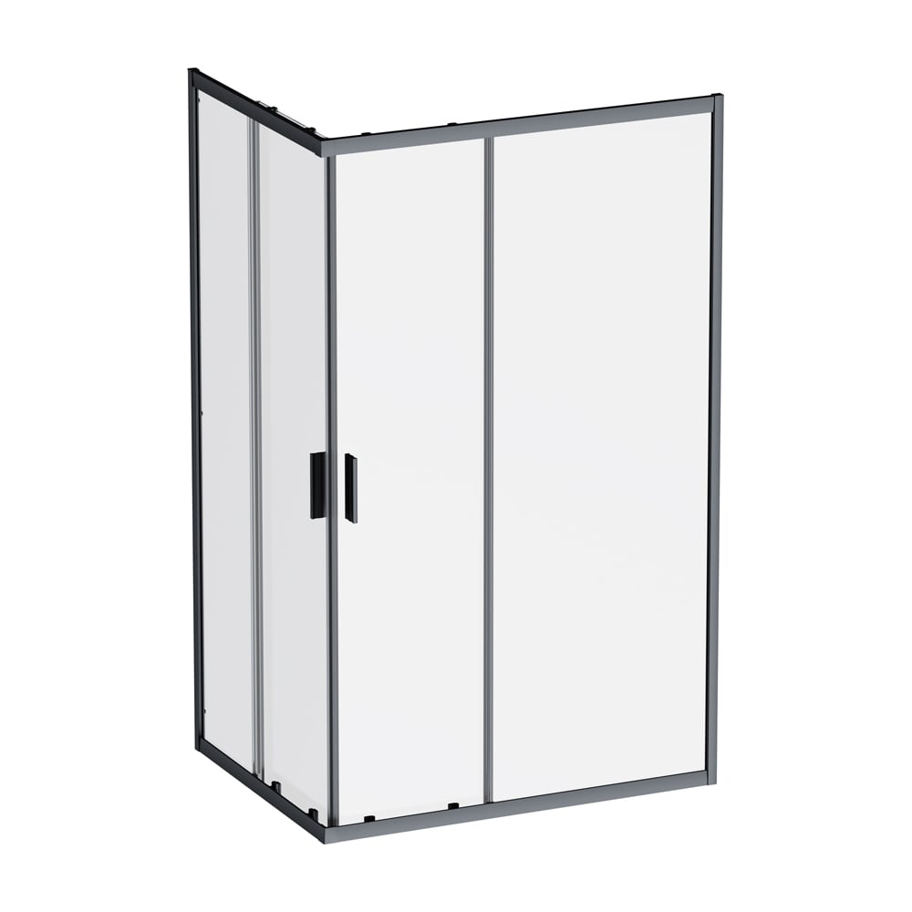 Изображение товара Душевое ограждение AM.PM Gem прямоугольное, раздвижные двери, 120x90, черный матовый, стекло прозрачное W90G-403-120290-BT