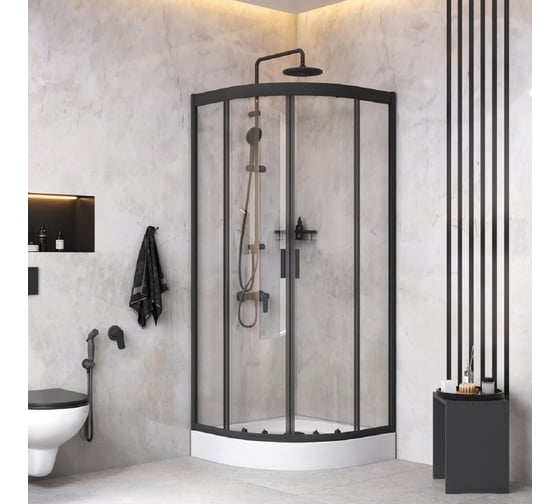 Изображение товара Комплект AM.PM Gem ограждение 80х80, 1/4 круга, черный WK90EM