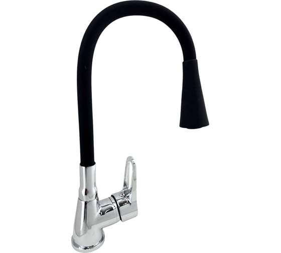 Изображение товара Смеситель для кухни Rainsberg хром, с гибким черным силиконовым изливом R0693F-2