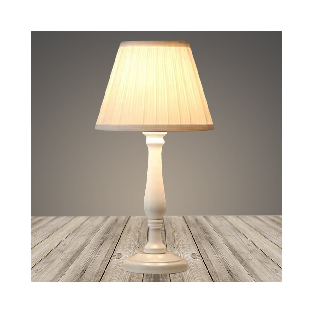 Изображение товара Настольная лампа РОСТОК A19165 WT белый бежевый текстильный абажур стиль модерн