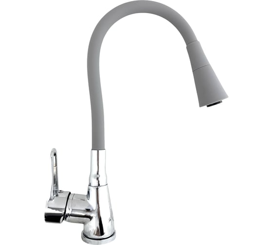 Изображение товара Смеситель для кухни Rainsberg хром, с гибким серым силиконовым изливом R0693F-5