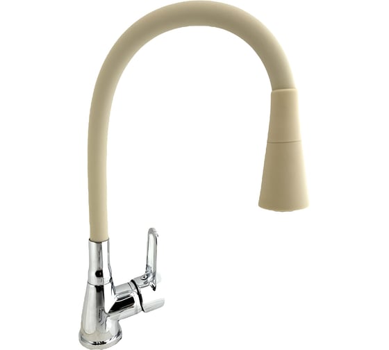 Изображение товара Смеситель для кухни Rainsberg хром, с гибким бежевым силиконовым изливом R0693F-6