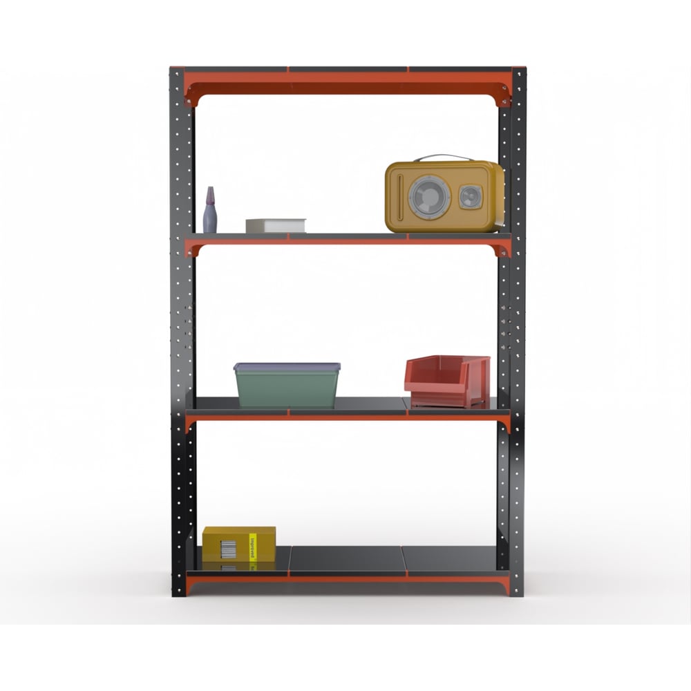 Стеллаж ООО Металекс Kit Comfort 2000х1600х400 мм, 4 полки, оранжево-чёрный 202534
