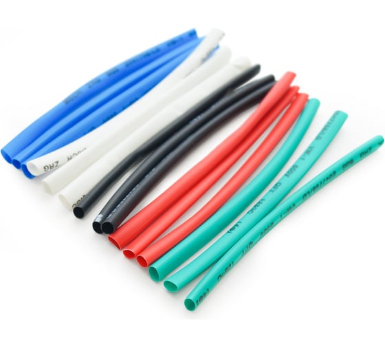 Изображение товара Термоусадочная трубка Jilion Н-р 4:2, 15 шт. по 10 см, 5 цветов (по 3 шт: бел., зел.,син., красн., черн.) 9536552