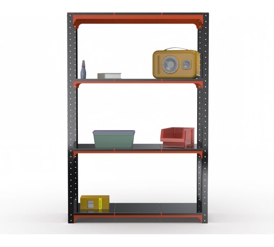 Изображение товара Стеллаж ООО Металекс Kit Comfort 2000х900х300 мм, 4 полки, оранжево-чёрный 202518