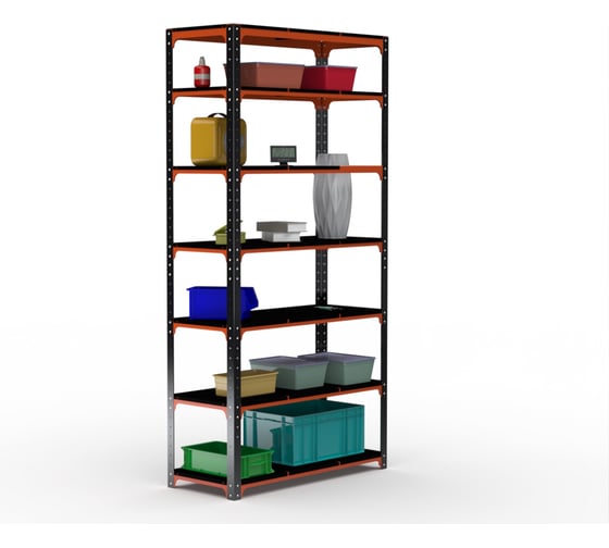 Изображение товара Стеллаж ООО Металекс Metalex Kit Comfort 2400х900х300 7-мь полок (оранжево-чёрный) / 202770