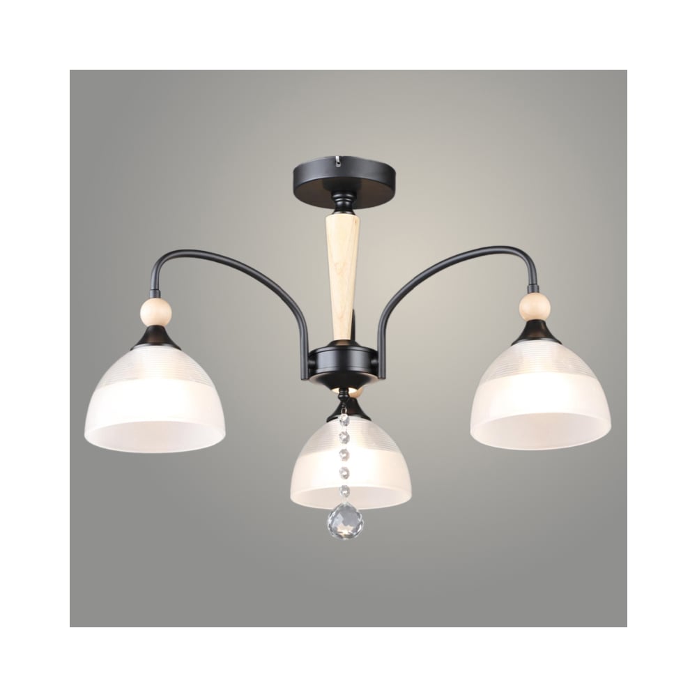 Изображение товара Люстра РОСТОК N6393/3 BK+WOOD черный 3x60W E27 d630 h435, QH24 988385390