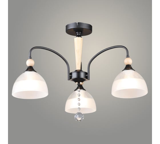 Изображение товара Люстра РОСТОК N6393/3 BK+WOOD черный 3x60W E27 d630 h435, QH24 988385390