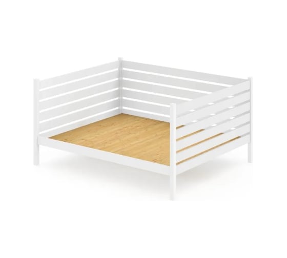 Изображение товара Тахта двуспальная Solarius из массива сосны со сплошным основанием и высокими бортиками, 140x170 см, габариты 150x180 см, цвет белый tahta-spin140-170bel-full