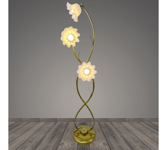 Изображение товара Торшер РОСТОК 9968-3 GD золото/белый плафон пластик 3x40W E27 h1500, BTH23 988371878