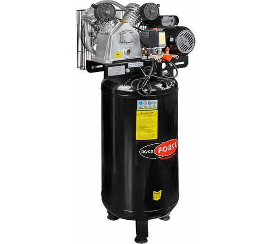 Изображение товара Компрессор 2-х поршневой с ременным приводом Rockforce вертикальный 2.2кВт, ресивер 100л, 250л/м, 220В RF-TB265-100[vertical](58441)