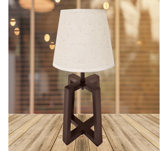 Изображение товара Настольная лампа РОСТОК 6626+206 WT+COF белый/кофе абажур h41см 1x40W E27, DUO21 988006575