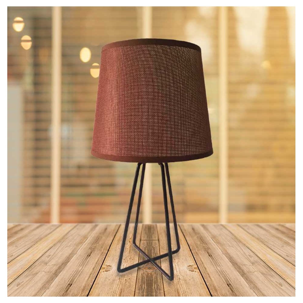 Изображение товара Настольная лампа РОСТОК 55C кофе с деревянным корпусом и текстильным абажуром