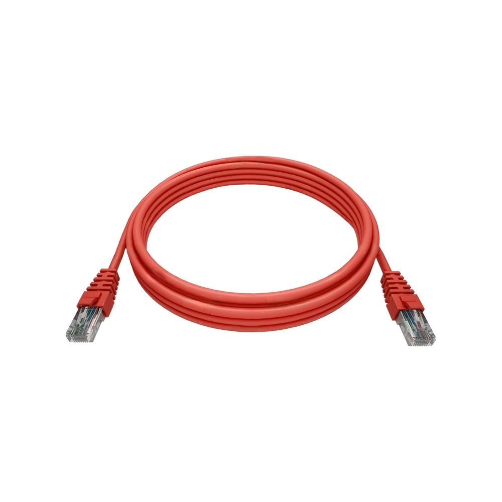 Патч-корд NTSS 2хRJ45/8P8C, T568B UTP, 5e категория, литой, 1 метр, LSZH, красный NTSS-PC-UTP-RJ45-5e-1.0-LSZH-RD