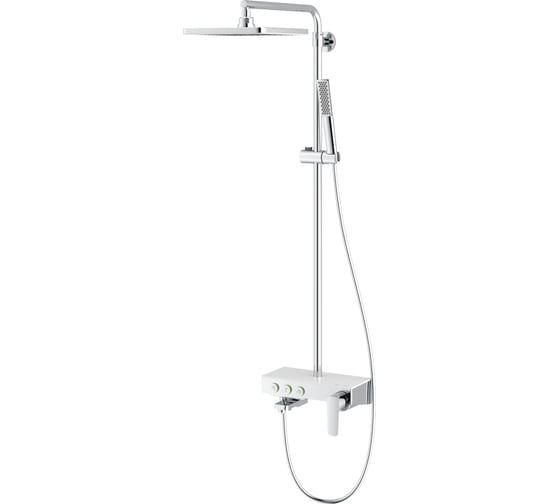 Изображение товара Душевая стойка TESKA Niagara с изливом, управление кнопками, белое стекло NG3501C