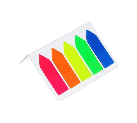 Изображение товара Блок-закладки с липким краем Calligrata Стрелки пластик, 24 листа, 5 цветов, флуоресцентный, 12х43 мм 1299405