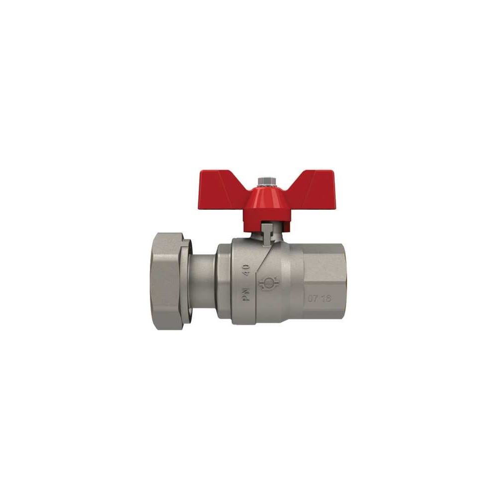 Изображение товара Кран шаровой FIV с накидной гайкой 3/4-3/4 Красная проверка надежности и долговечности