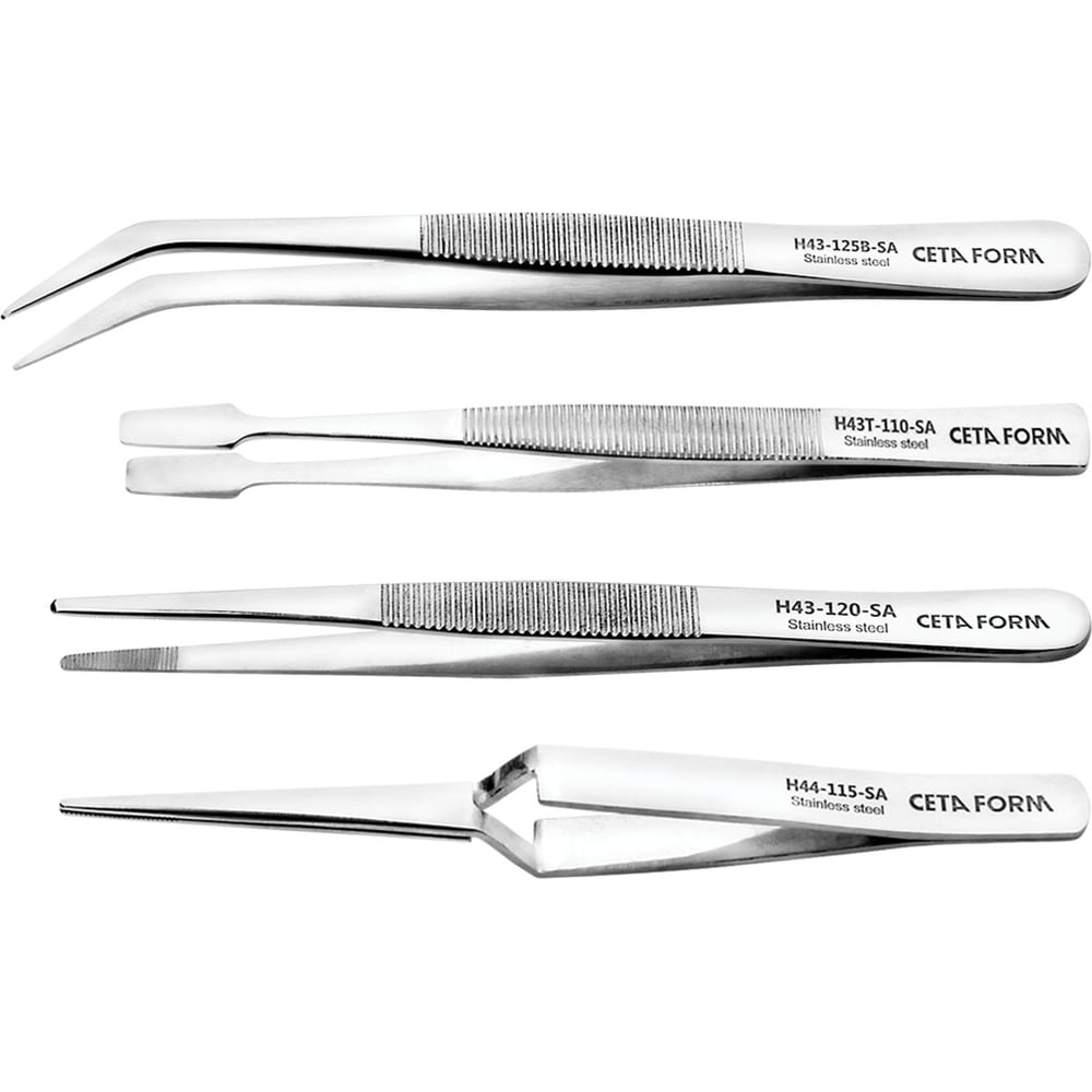 Изображение товара Набор пинцетов Ceta Form 4 предмета из нержавеющей стали для точной работы