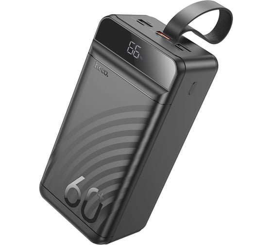 Изображение товара Портативный аккумулятор Hoco J123C, 60000мАч, 3A, с дисплеем, черный, 6942007612098