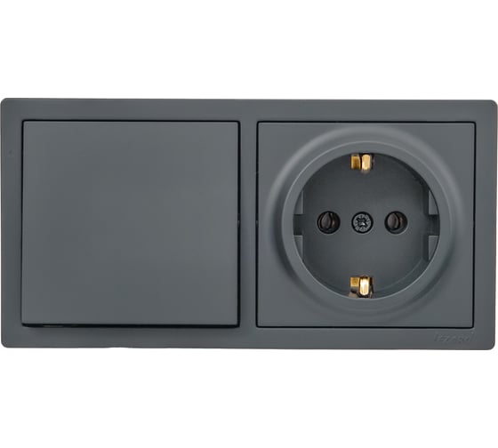 Изображение товара Выключатель Lezard LETO и розетка с/з, графит горизонталь 752-3400-170BAP