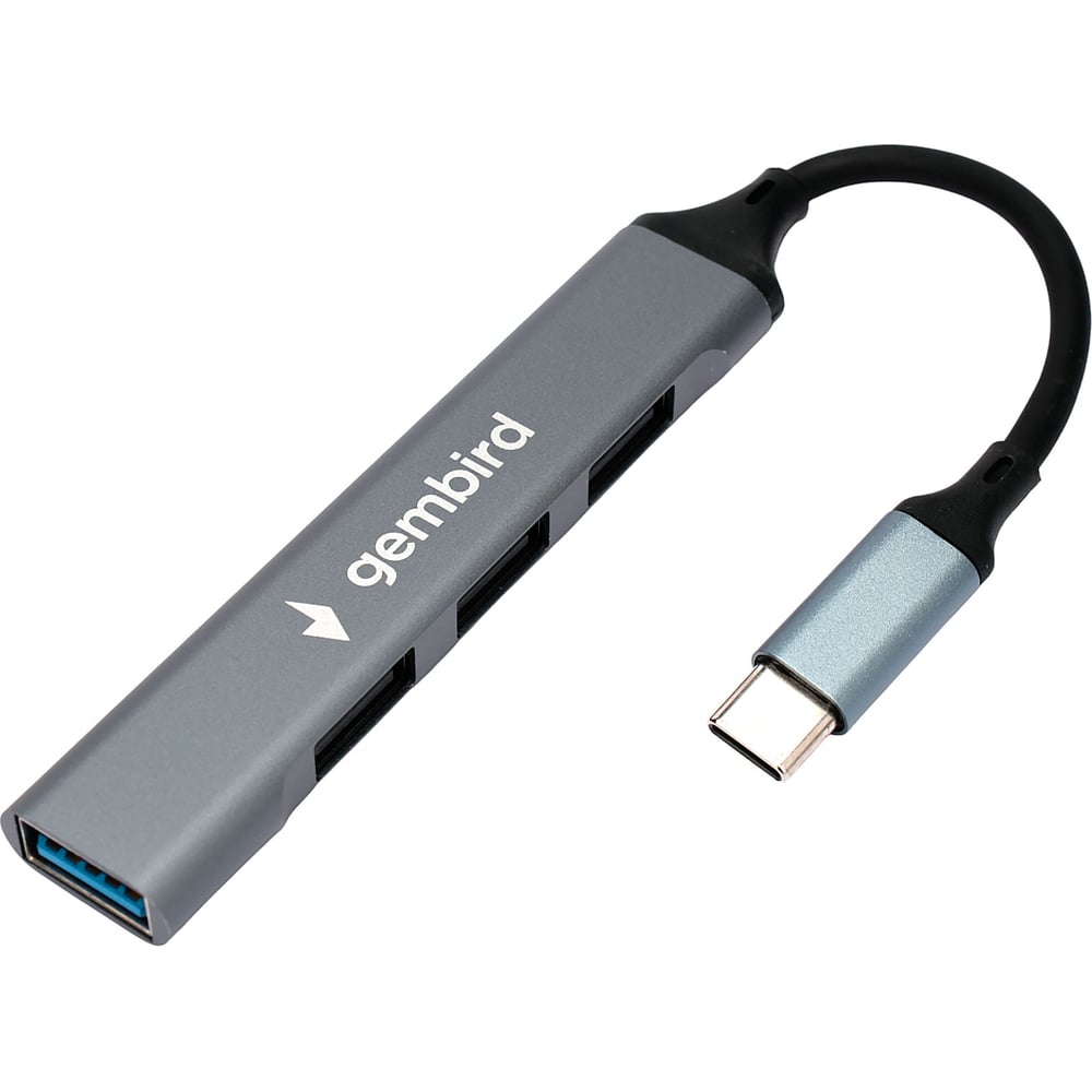 Изображение товара Разветвитель Gembird USB3.0/2.0, 4 порта, кабель Type-C, алюминий
