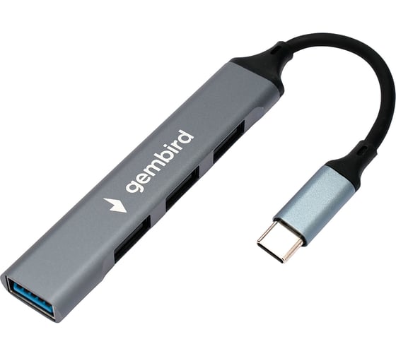 Изображение товара Разветвитель Gembird USB3.0/2.0, USB3.0, 3xUSB2.0, кабель Type-C 10см, алюминий, пакет, UHB-C202