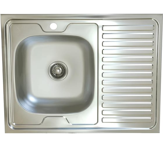 Изображение товара Накладная мойка Владикс нержавеющая сталь AISI 201, 800x600 мм, 0.4 мм, левая, без сифона, 1 1/2" V-201 023-5446