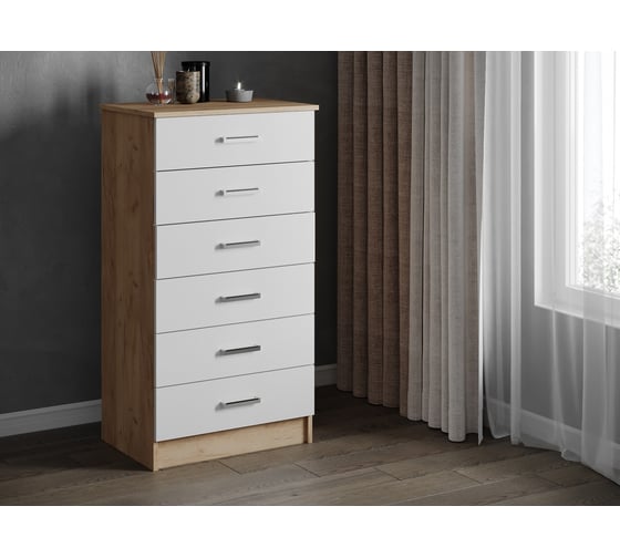 Изображение товара Комод высокий Арника Катрин 4, дуб крафт золотой/белый 00-00028768