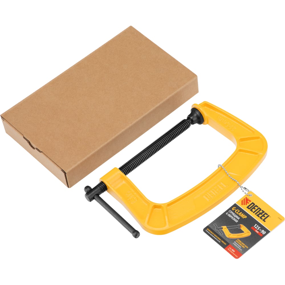 Изображение товара Струбцина G-образная усиленная Denzel 125 мм 20644 - надежный инструмент для фиксации